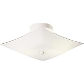 Design House 501338 Two-Light Square Frosted White Glass Semi-Flush Ceiling Mounted Light 11-inch, White