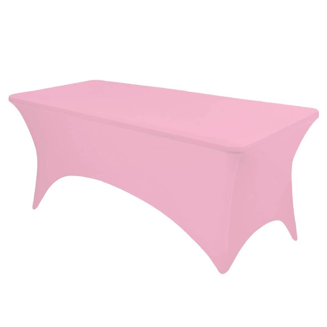 Esther Beauty 6ft Rectangular Stretchy Spandex Table Cover Fits Tables Size 183cm x 75cm x 75cm Stretchable Spandex Fitted Wedding Party Cocktail BarExhibition Washable Tablecloth -Pink