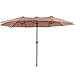 SUPERJARE 14 Ft Outdoor Patio Umbrella, Extra Large Double-Sided Design with Crank, 100% Polyester Fabric - Beige
