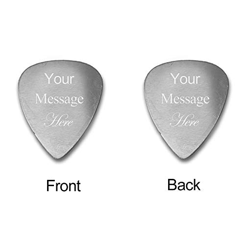Personalized Add Your Own Engraved DOUBLE SIDED Text Guitar and Bass Pick Custom Customizable Gift SILVER Aluminum Gifts For Him, For Her, For Boys, For Girls, For Them (Double Side Engraving)