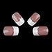 ArtPlus 24pcs Silver Stripe Elegant Touch French Manicure False Nails with Glue Full Cover Long Length Fake Nails Art