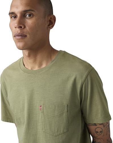 Maglietta da Uomo a Maniche Corte Classic Pocket Tee, Moss Olive 0908736 - Slub, M