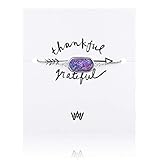 WISHMISS THANKFUL& GRATEFUL Silver Bracelet- Natural Rainbow Drusy (GTC Certificate) Adjustable Chain Bracelet Women Inspirational Gift Card Women, teens, sister, friendship