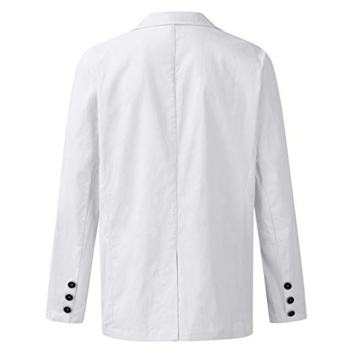 Men Linen Coat, NDGDA Male Slim Fit Cotton Blend Pocket Men's Solid Long Sleeve Thin Suits Blazer Jacket Outwear