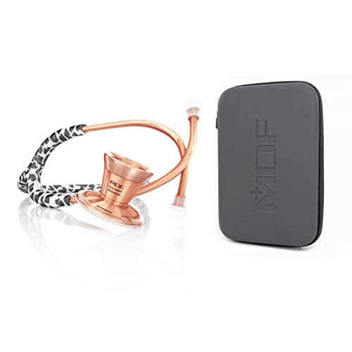 MDF Instruments, ProCardial Cardiology Stethoscope, Lightweight Titanium, MDF797TRTEBO + MDF Hard Travel Carrying Case with Mesh Pocket, Medium Size (MDFSCM12)