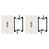 Buyer's Point Two Speaker Wall Plate, Premium Quality Gold Plated Copper Banana Binding Post Coupler Type, with Single Gang Low Voltage Mounting Bracket Device (2, White Kit)