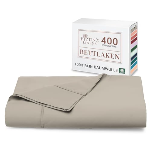 Pizuna Bettlaken 270x310 cm Baumwolle Taupe 400 Fadenzahl