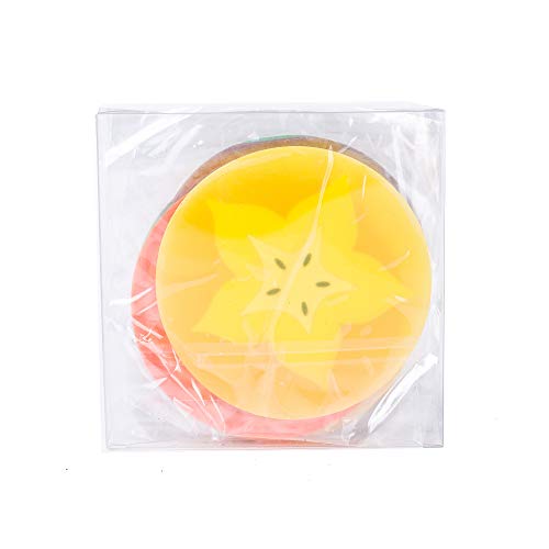 6 Pack Colorful Fruit Slices Silicone Beverage Coasters Drinks Coffee Tea Tabletop Protection Wood Granite Glass Marble Table Lemon Lime Orange Watermelon Dragonfruit Star Fruit 3.5 Inch