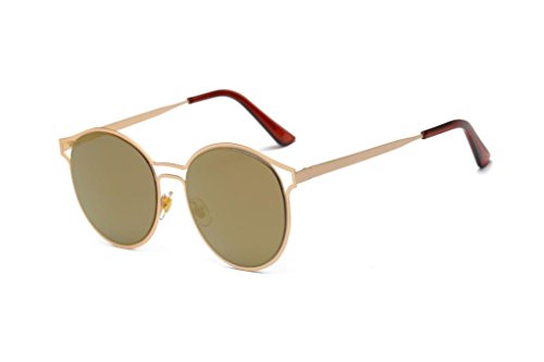 Orangeskycn Women Men Fashion Vintage Retro Glasses Unisex Fashion Aviator Mirror Lens Travel Sunglasses (Gold)