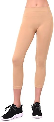 The Lovely Women's Seamless Capri Length Nylon Leggings One Size