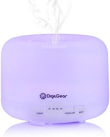 Essential Oil Diffuser - Aroma Diffuser Ultrasonic Whisper Quiet Cool Mist - Aromatherapy Humidifier with 7 Color Changing LED Lights - Auto Shut Off for Home and Office - BPA Free (500ml)