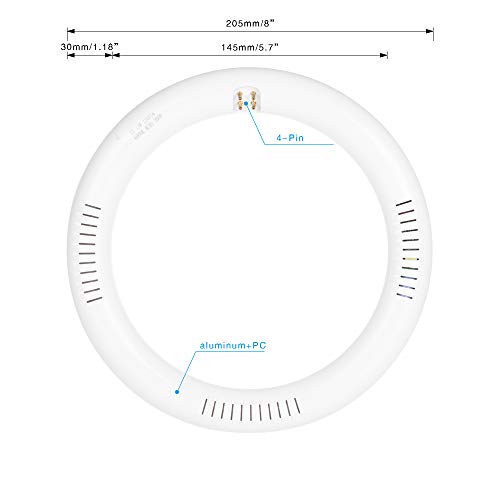 T9 LED Circline Light Bulb, 8 Inch 12W 1200LM, 6000K Cool White, 85260V, FC8T9 Replacement for