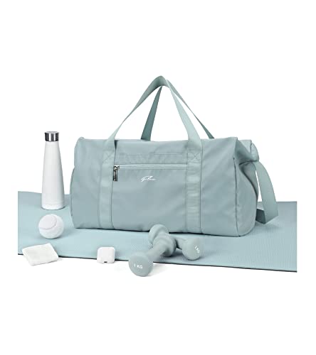 Sports Gym Bag for Women, Travel Duffel bag with Wet Pocket, Workout Exercise Beach Yoga Dance Bag, Pale Green
