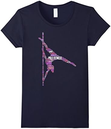 Women's Pole Fitness Shirt: Word Cloud Art Dance Gift Medium Navy