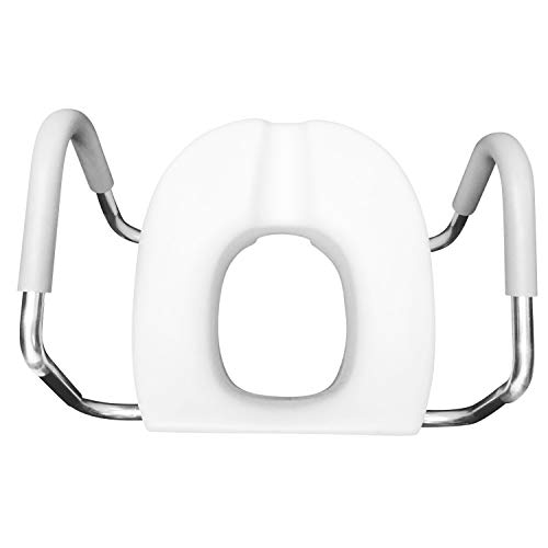 PCP 5Inch Raised Toilet Seat, Elevated Lift with Fixed Security Arm