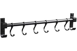 Attarrior Kitchen Utensil Holder Hanger, Pot and Pan Rack wall mounted, Kitchen Rail with Hooks for Hanging Cooking Utensils,