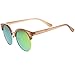 zeroUV - Womens Oversize Half Frame Color Mirror Flat Lens Round Sunglasses 55mm