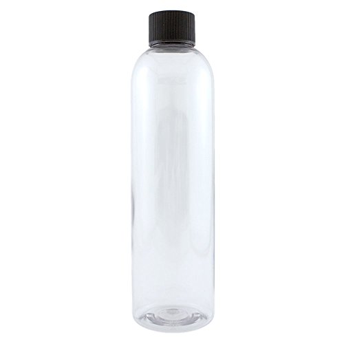 8 fl oz Clear Plastic Bottle with Black Cap (24 Pack)