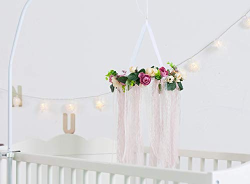 Boho Baby Mobile Flower Dreamcatcher Nursery Crib Mobile Floral Chandelier Baby Girl Shower Mom to be Gift Diam 8 inces(20 cm) - Thumbnail 4