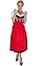 Dirndl Womens 3-Piece Longer-length Dirndl with Red Trailing Pattern