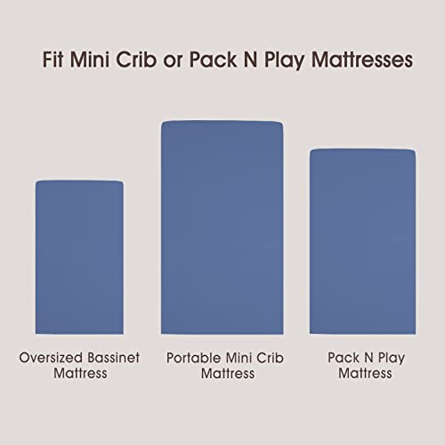 PHF Soft Mini Crib Sheets Set, 2 Pack Silky Comfy Pack N Play Sheets