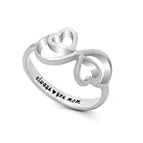 Mothers Ring, Double Hearts Infinity Ring for Mother, Promise Ring for Mom 