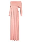 BlackCherry Women's Cowl Neck Ruched Shoulder Maternity Nursing Maxi Dress