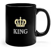 ECKOI Funny King of Everything Mug Black Coffee Mug Coffee Cup Tea mugs Office Humor Gifts for Children Friends Colleagues Parents Man Woman And Girls 11oz