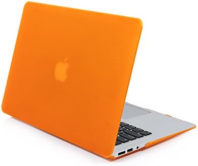 TJFEC Matte Soft Touch Rubber Coated Plastic Hard Case for Macbook Air 13 inch Model A1369 and A1466 - Orange