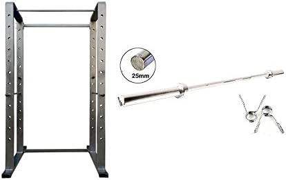 Gold Fitness Power Squat Rack 4x2 (96 INCH Height x 48 INCH Breath) and 7 FT Plain (25MM) Rod