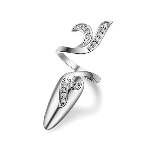 Uloveido Little Finger Nail Cover Ring Art Decorations Fingernail Rings Crystal Rhinestone Nail Cap Jewelry for Women Girls SZ287-4 (Platinum)