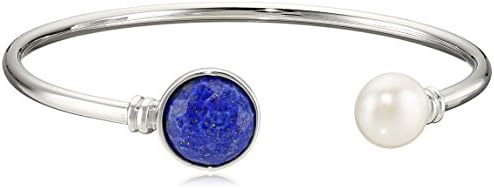 Sterling Silver 10x10.5mm White Freshwater Pearl Cuff Bracelet