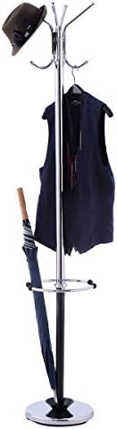 Chromed Clothes Free Standing Steel Coat Hanger Stand Tree Holder for Living Room