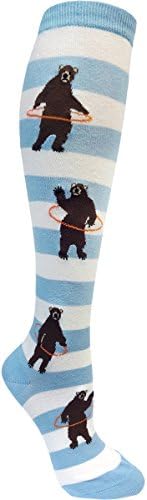 ModSocks Womens Bears with Hoops Knee Socks 6-10 Fog