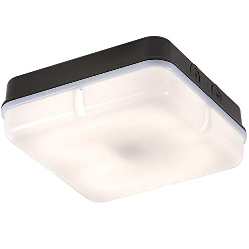 IP65 28W HF Square Emergency Bulkhead with Opal Diffuser and Black Base