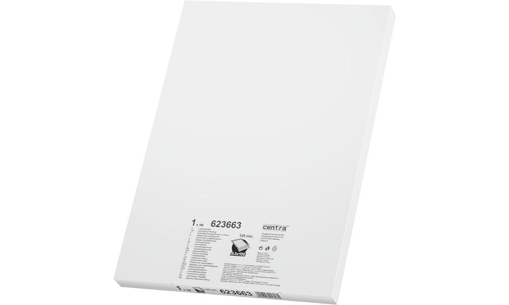 Centra 125 micron A3 Lamination Pouch - Crystal Clear, Pack of 100