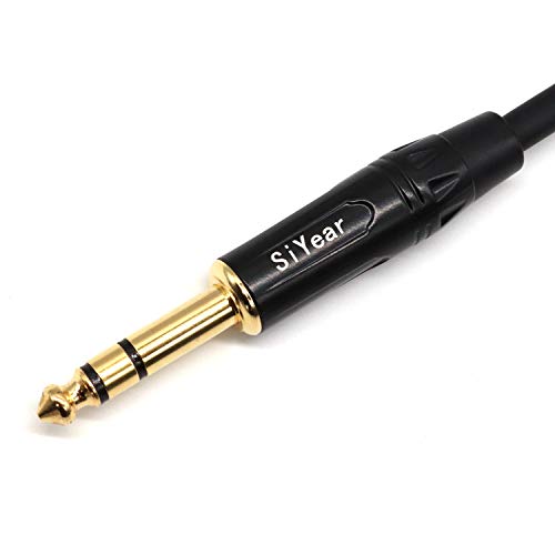 SiYear Dual RCA to 1/4" Cable,6.35mm (1/4 inch) Male Stereo to 2RCA Female Y Splitter Adapter Cable(5Feet