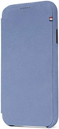 DECODED Slim Wallet Case for iPhone Xs/iPhone X, Full-Grain Leather + Slim Design + Leather Buttons + Card Holder + Magnetic Closure - (Light Blue)