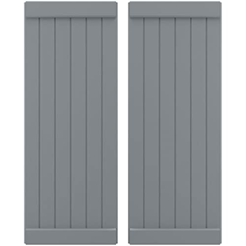21"W x 61"H Americraft Six Board Exterior Real Wood Joined Board-n-Batten Shutt…