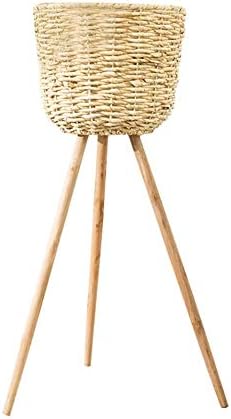 Rattan Plant Basket Natural Handmade Wicker Basket with Three Stands Large Capacity Woven Basket for Garden Home Furnishings