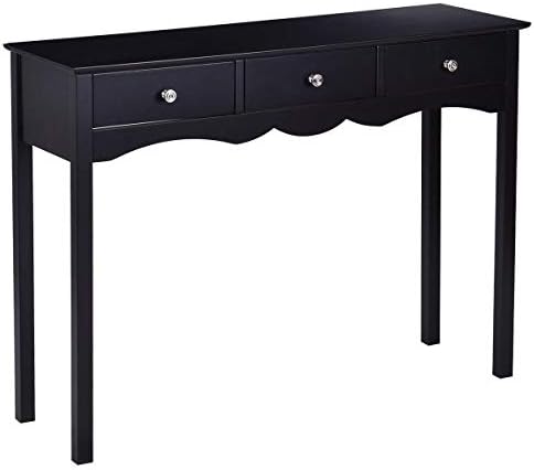 39.4" Black Console Side Table w/ 3 Drawer with Ebook