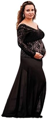 Kmbridal Sexy Long Sleeve Maternity Maxi Photography Dress for Photo Shoot Lace Props
