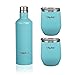 Obstal Stainless Steel Insulated Tumbler - Double Wall Vacuum Travel Mug for Coffee with Straw, Slider Lid, Cleaning Brush (18 oz, Aqua Blue)