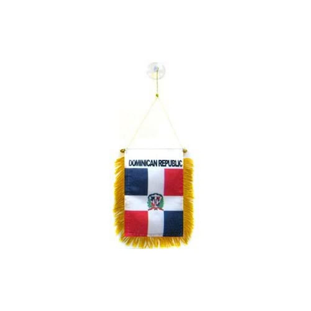 AZ FLAG - Dominican Republic Mini Banner - 6'' x 4'' - 100% Polyester Dominican Small Pennant for Car - Double-sided Flag with Suction Cup Hanger — image 1