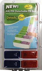 Apex 7-Day AM/PM Detach N' Go Pill Organizer, Purple & Green, 1 ea