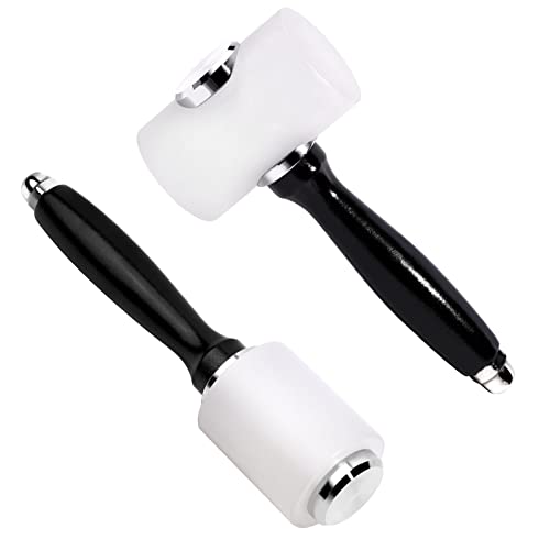 2 Leather Carving Hammer Mallet, Nylon Wood Handle, Black