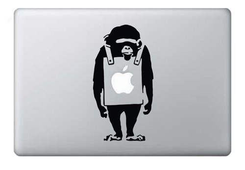 Banksy Monkey Macbook 13, 15, 17 inch Air 11 13 decal sticker Black art for Apple Laptop
