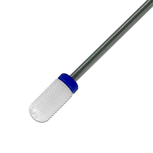 Beauticom Professional USA Ceramic White ROUND Top LARGE Barrel Bit Nail Drill (Grit: MEDIUM) 3/32" Shank Size