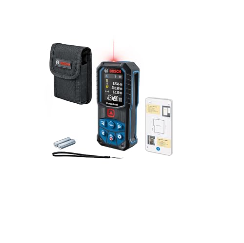 Bosch Professional Laser-Entfernungsmesser GLM 50-27 C (Reichweite: bis 50 m, robust, IP65, Bluetooth-Datenübertragung, 2 AA-Batterien, Schlaufe, Tasc