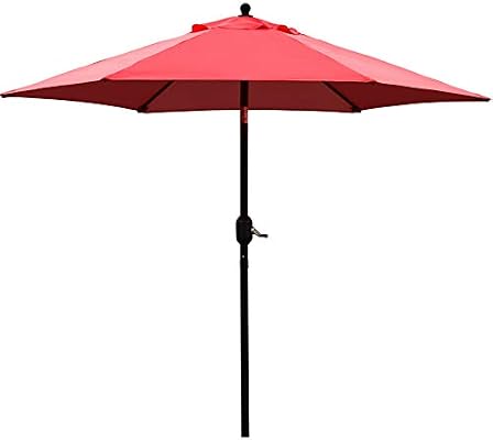 Amazon Com Sunnyglade 7 5 Patio Umbrella Outdoor Table Market Umbrella With Push Button Tilt Crank 6 Ribs Red Garden Outdoor